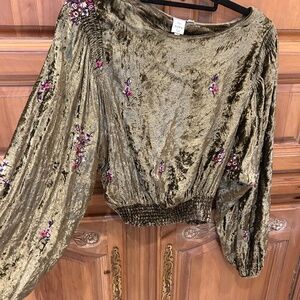 Anthropologie Seen-Worn-Kept shimmery velvet-like top